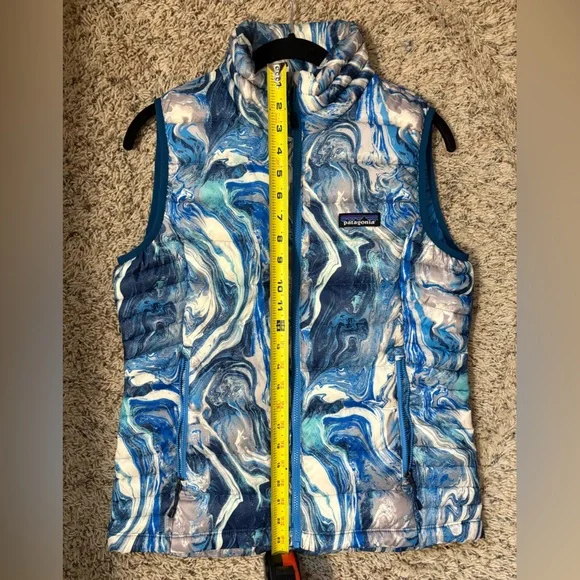 Patagonia Lightweight Down Puffer Vest Rare Wave Print Size Small - Picture 11 of 11